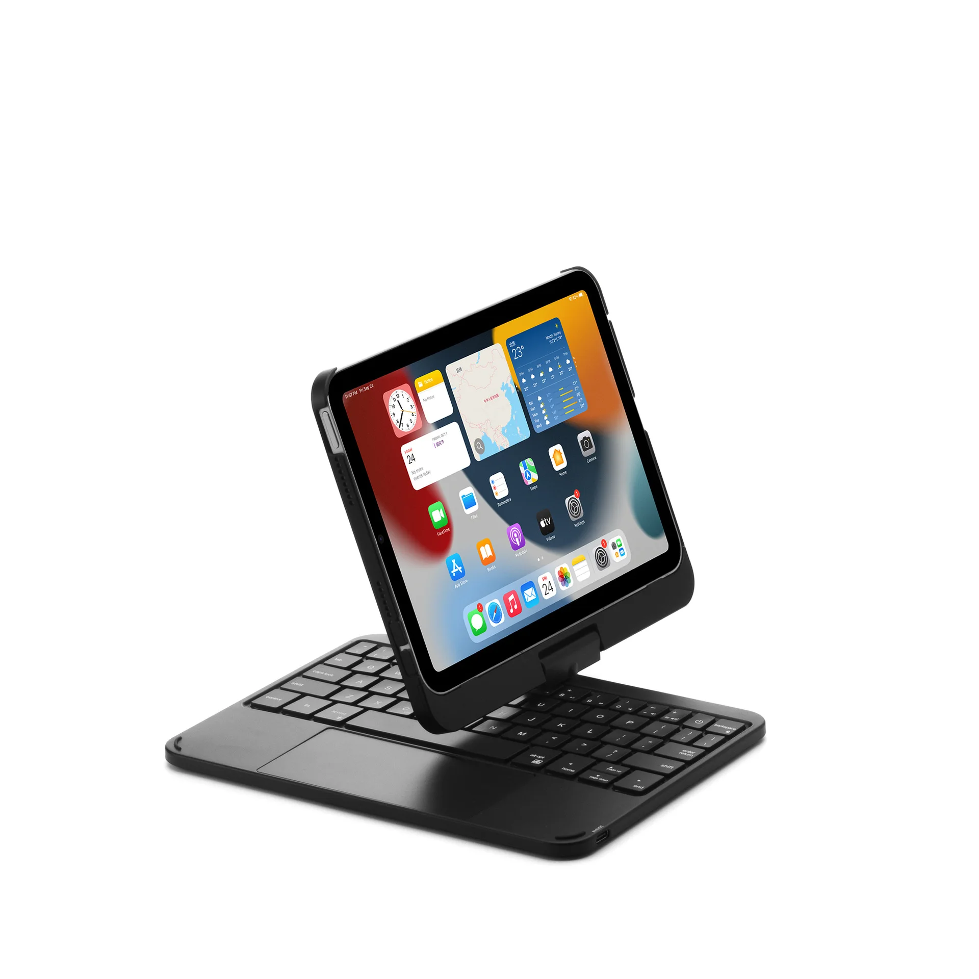 For iPad Mini 6/7 8.3 inch iPad Mini 2025 Case with Bluetooth Keyboard RGB Backlight 360 Degree Rotatable Foldable Stand Cover