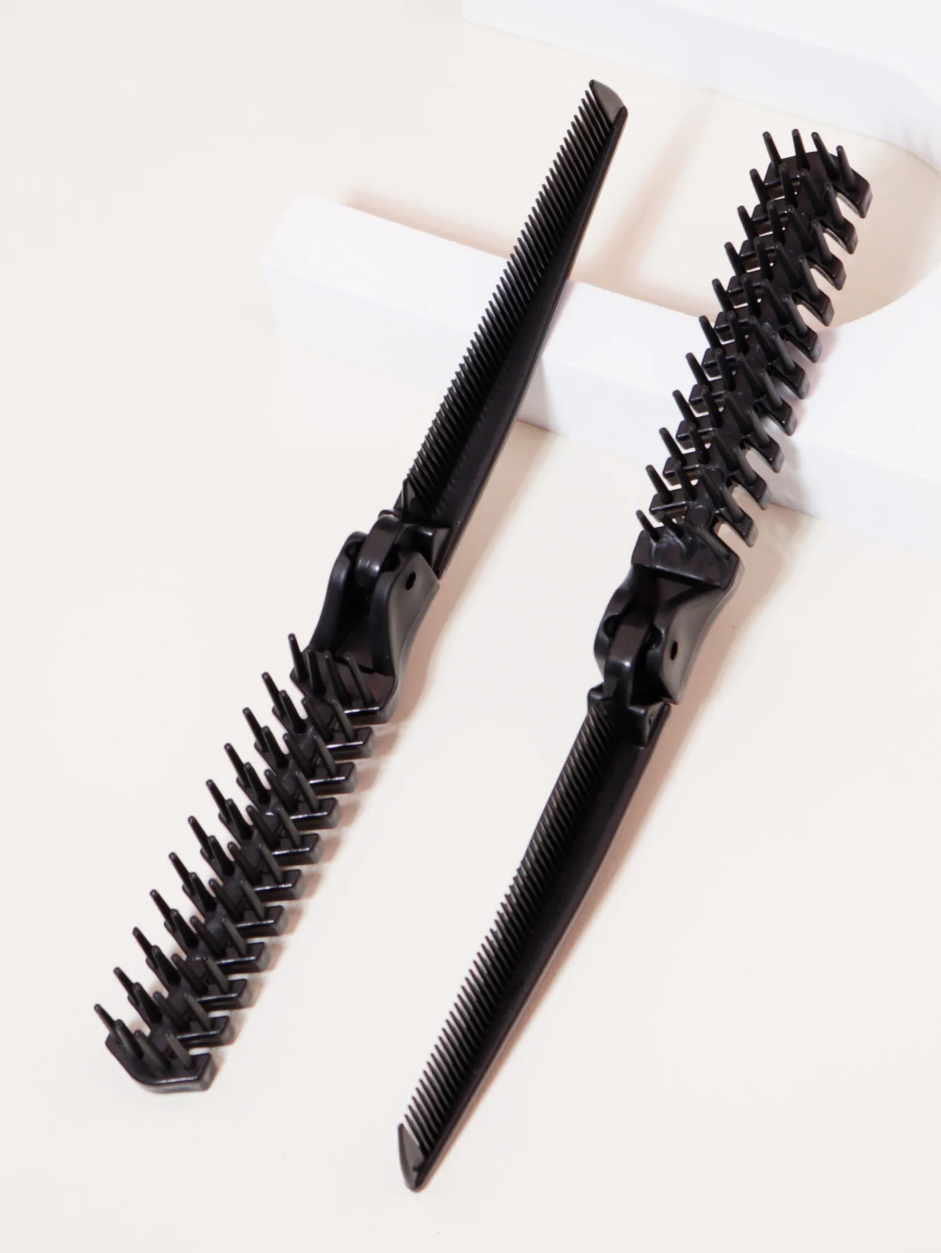 2pcs folding brush set, pocket comb, anti-static hair comb, double headed comb, portable travel comb