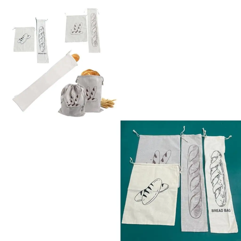 

Compact Bread Portable Linen Drawstring Bag for Bread Fruits and Snacks