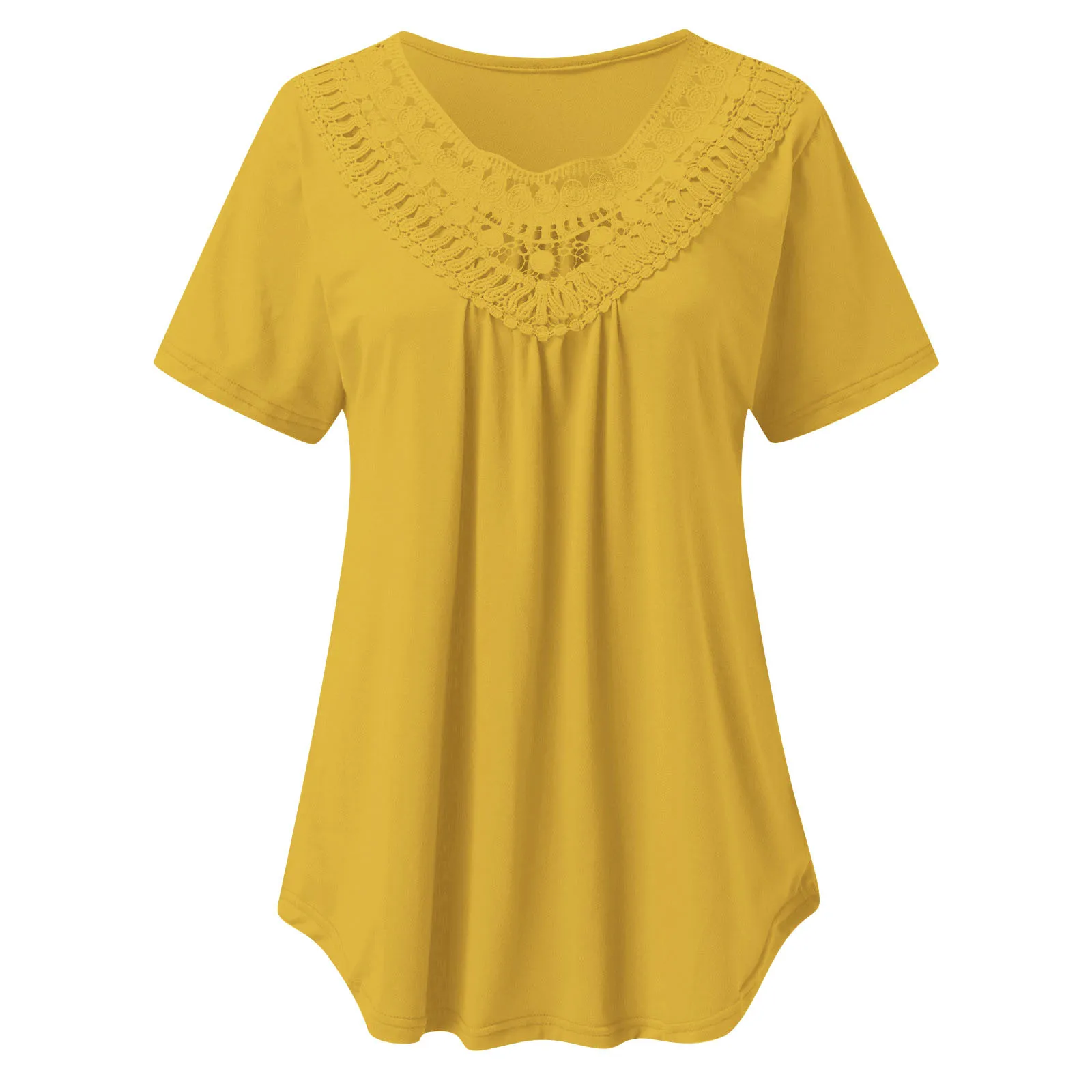 Ladies Tunics Short Sleeve Women Plus Size Summer Casual Lace Shirts Round Neck Short Sleeve Dressy Blouses For Women Plus Size