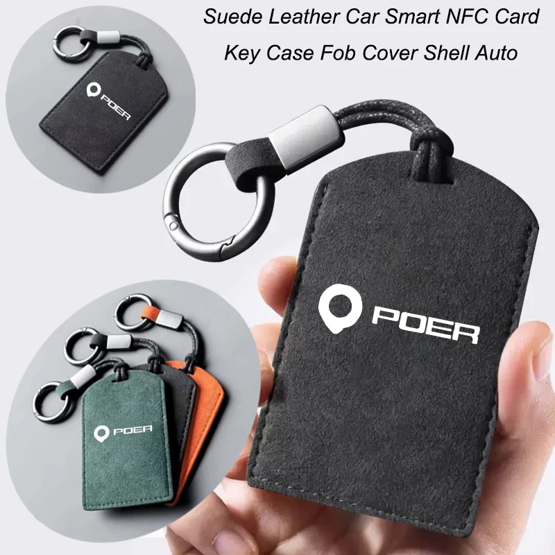 

Suede Leather Car NFC Card Key Cover Fob Case Protector Holder Shell Auto Keychain For Great Wall Poer Tank 500 Voleex C30 C50