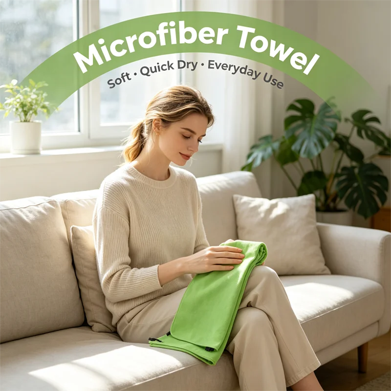 Household Microfiber Towel Soft Smooth Quick‑Drying Absorbent Reusable for Bathroom Home Travel Sports Daily Life