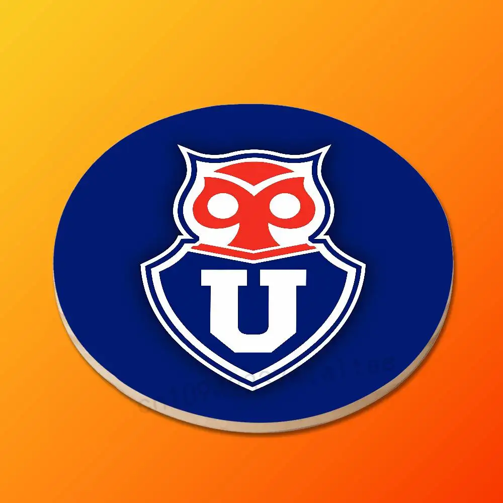 C-Chile L-Logo University  Art Round Wooden Coasters Non-Slip Suitable for Drinks Tea,Coffee Home Perfect Gift