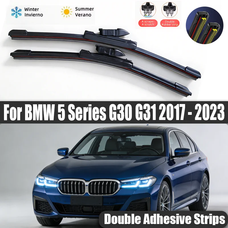 BMW 5 시리즈 G30 G31 2017 - 2023 투어링 전면 후면 윈드실드 와이퍼 블레이드 윈드스크린 액세서리 540i 520d 520i 550 530