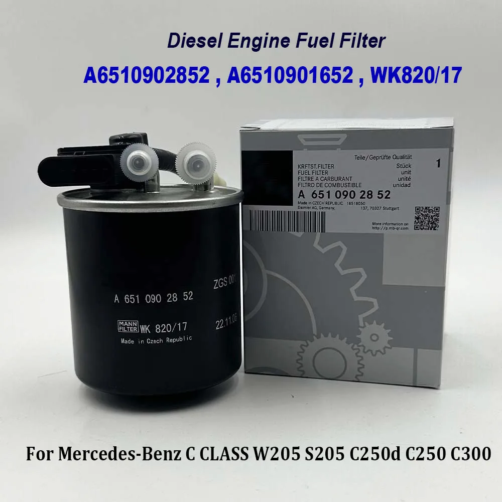 A6510902852 A6510901652 Diesel Fuel Filter For Mercedes-Benzz C CLASS W205 S205 C250d C250 C300 WK820/17 6510902852 6510901652