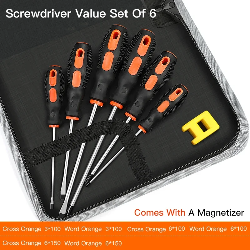 6/8/10 Pcs Insulated Screwdriver Set Multifunctional Appliance Parts Repair Tool One Word Cross With Magnetizer and Storag