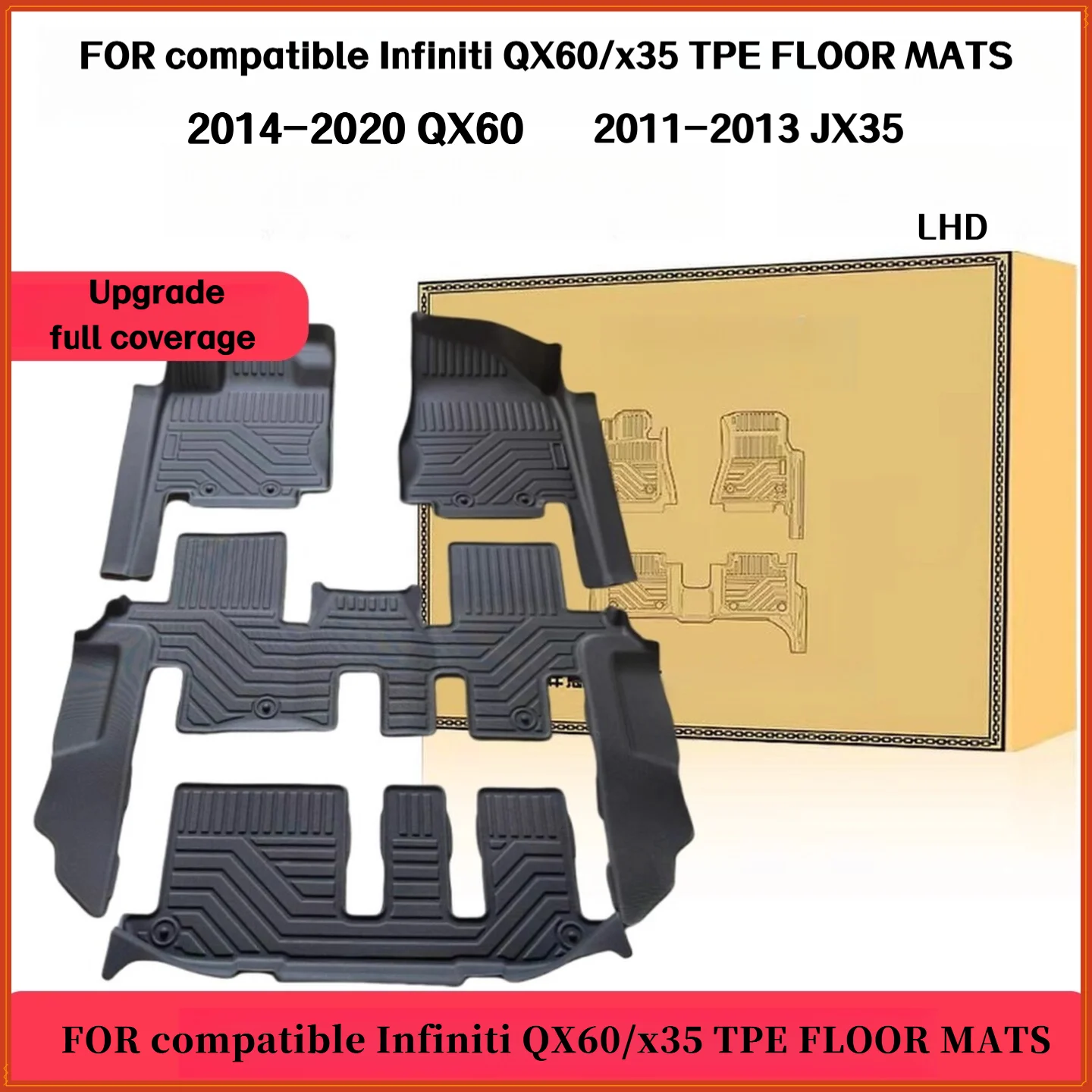 TPE Floor Mats For Compatible with Infiniti 2011-2020 QX60/JX35 LHD Full Coverage Waterproof Surround threshold accessories