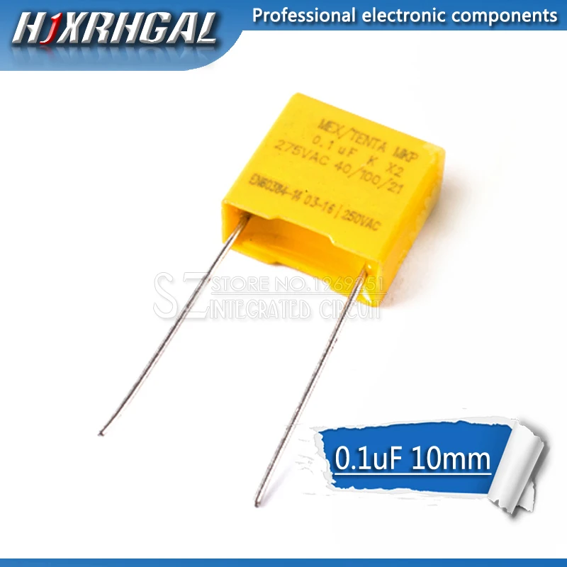 20pcs 100nF capacitor X2 capacitor 275VAC Pitch 10mm X2 275V Polypropylene film capacitor 0.1uF hjxrhgal