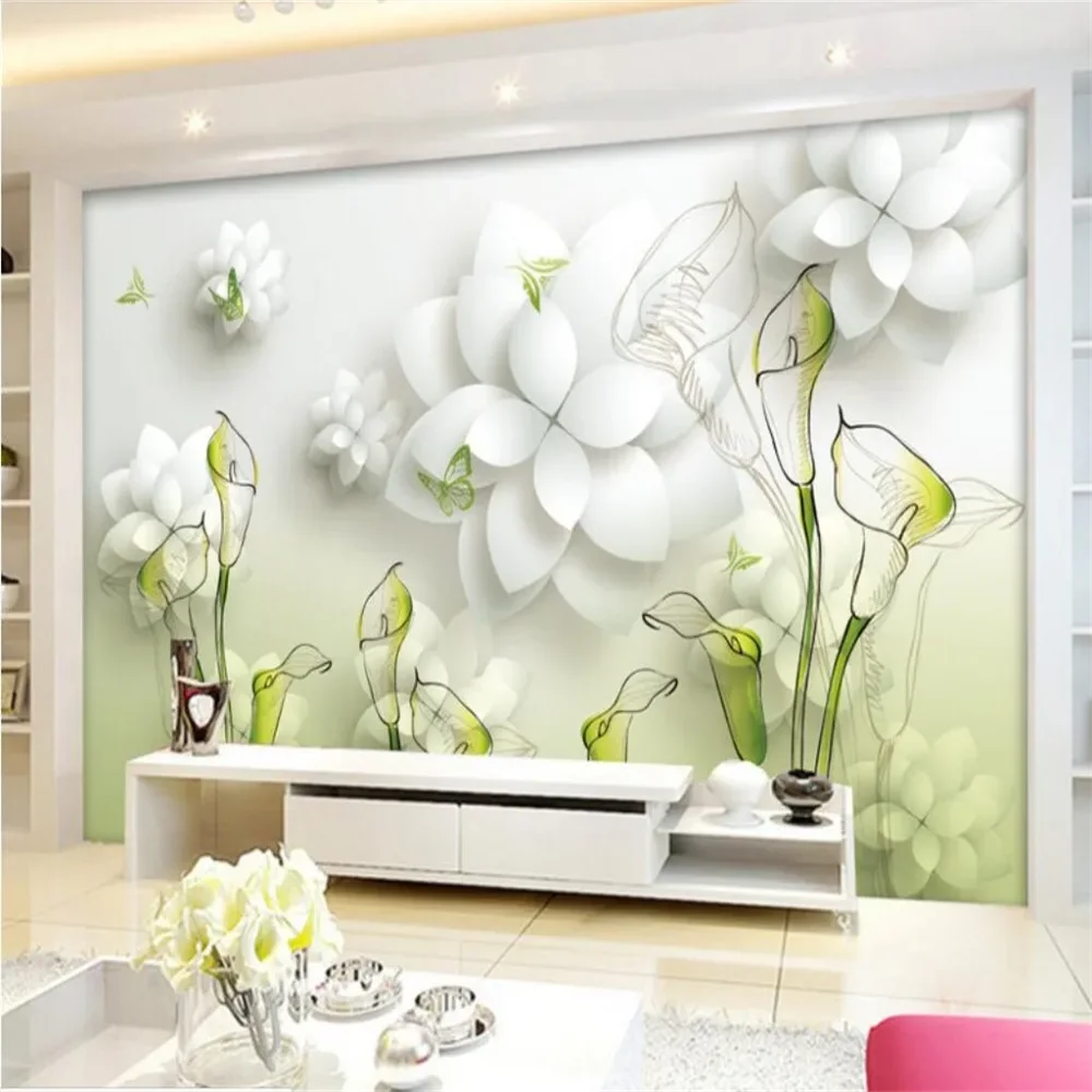 

Пользовательские Papel De Parede 3D Calla Lily Фотообои Современная Фреска Гостиная Спальня Домашний Декор Обои Расширение Обои