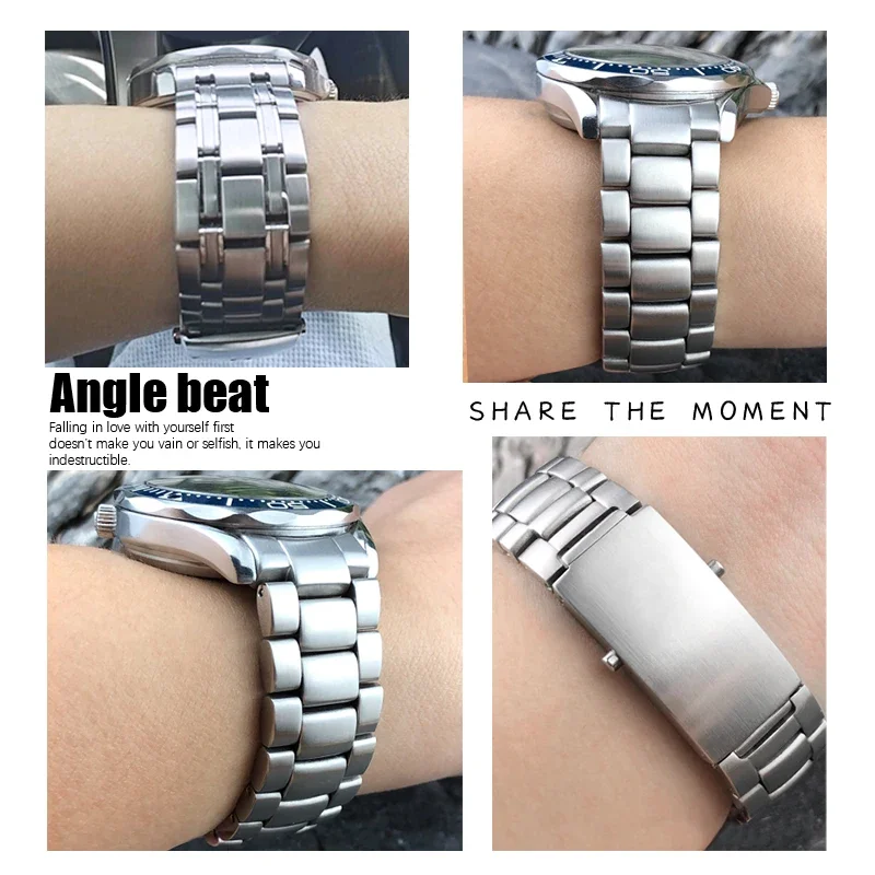 316L الفولاذ المقاوم للصدأ 20 مللي متر 22 مللي متر حزام الساعات ل أوميغا ساماستر غواص 300 متر كوكب المحيط الصلبة حزام ساعة اليد أساور فضية