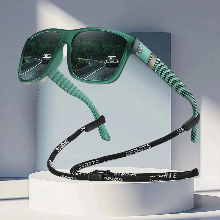 أزياء خمر المشارب الملونة مع سلسلة UV400 النظارات الشمسية الرجال النساء القيادة الصيد الملونة نظارات واقية خفيفة الوزن