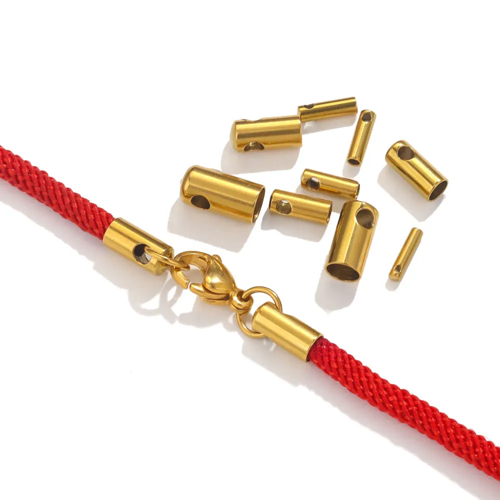 

10pcs/lot 1-4.5mm Tassel Leather Cord End Crimp Caps Beads End Tip Cap Fit Connectors For DIY Necklace Jewelry Making Findings