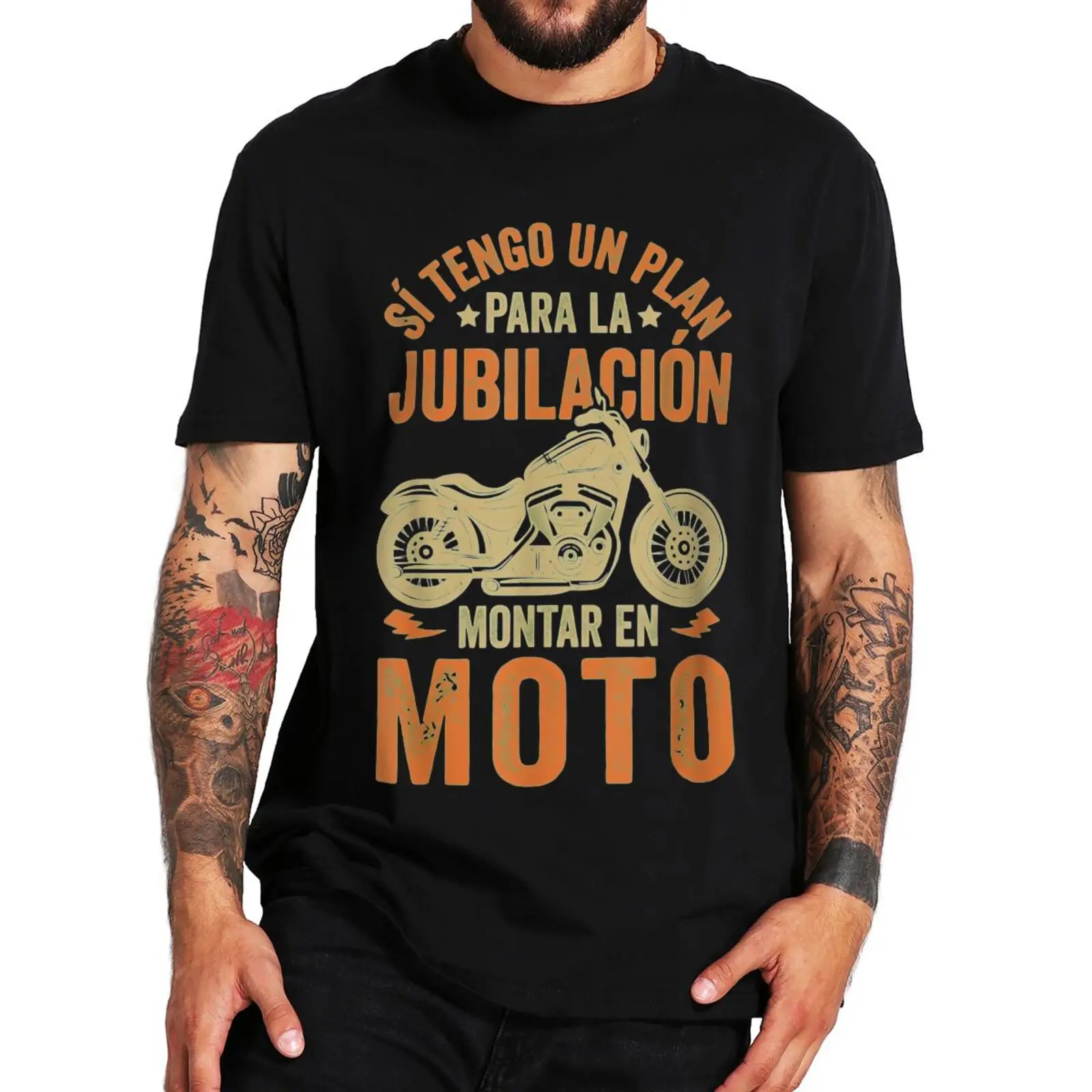 Retro Some Go To Therapy I Go By Motorcycle T-shirt Spanish Motorcyclist Papa Dad Gift Tops Pure Cotton Summer T Shirts