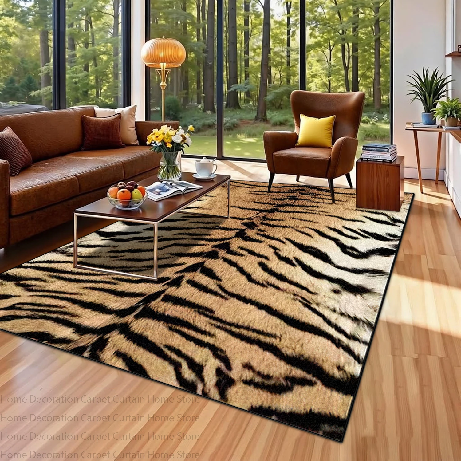 Retro Tiger Animal Print Carpet Soft Fluffy Home Decor Large Area Rugs Washable Non-Slip Living Room Bedroom Lounge Floor Mats