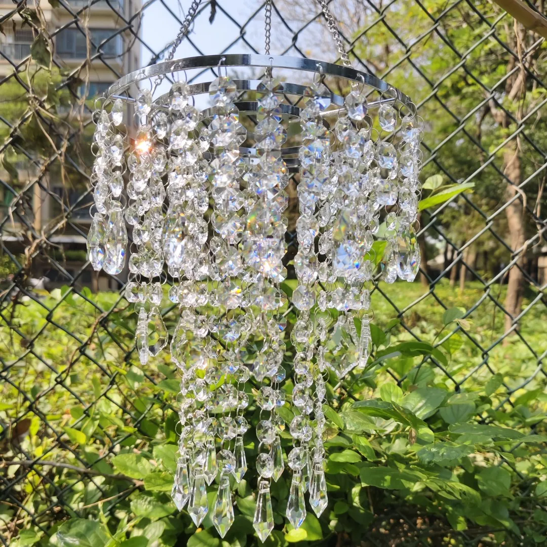50CM Clear Octagon Crystal Pendant Hanger 22CM Chrome Bead Chain Hanging Crystals DIY Wedding Party Ceiling Home Festival Decor