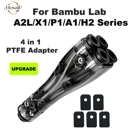 4 in 1 PTFE Adapter for Bambu Lab A2L/H2C/H2D/H2S/P1S/P1P/X1C/A1/A1 MINI Connector 4 Feeder Modules Upgrade Bambulab Accessories