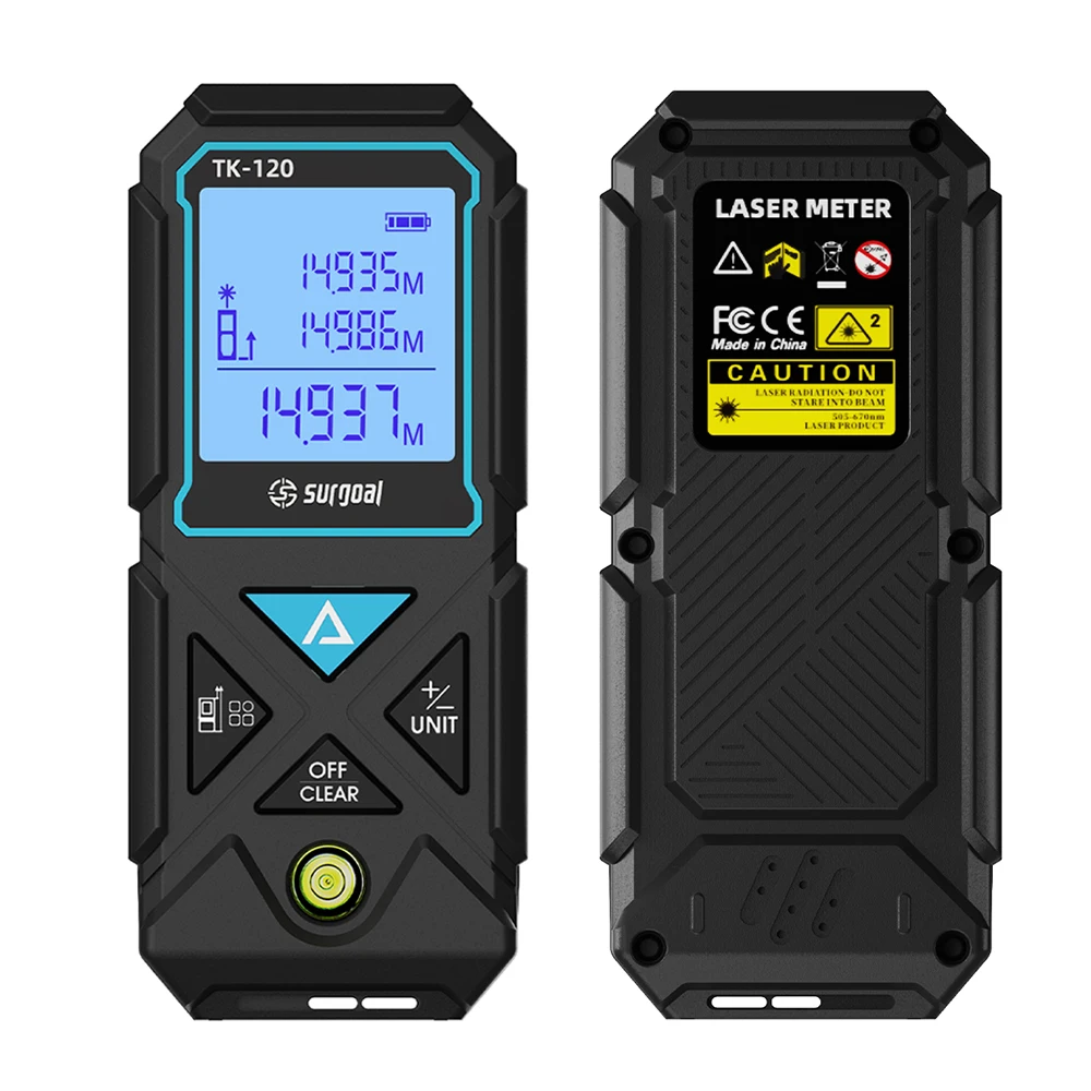Type-C Rechargeable Bubble Level Green Long Laser Distance Meter 120m Laser Rangefinder Tape