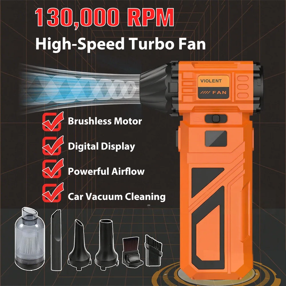 

Brushless Powerful Air Blower 130000RPM Electric Turbo Fan Rechargeable Blower Vacuum Dust Cleaner Portable Fans Car Air Duster
