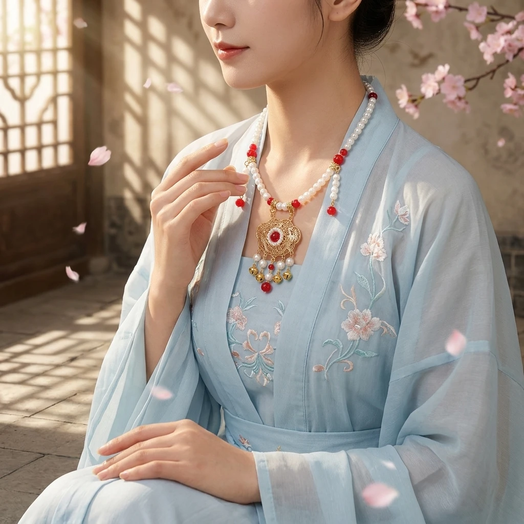 GZ1404 Traditional Chinese Vintage Soft Yingluo Longevity Lock Necklace 1 Piece Alloy Electroplated Tassel Pendant Adjustable