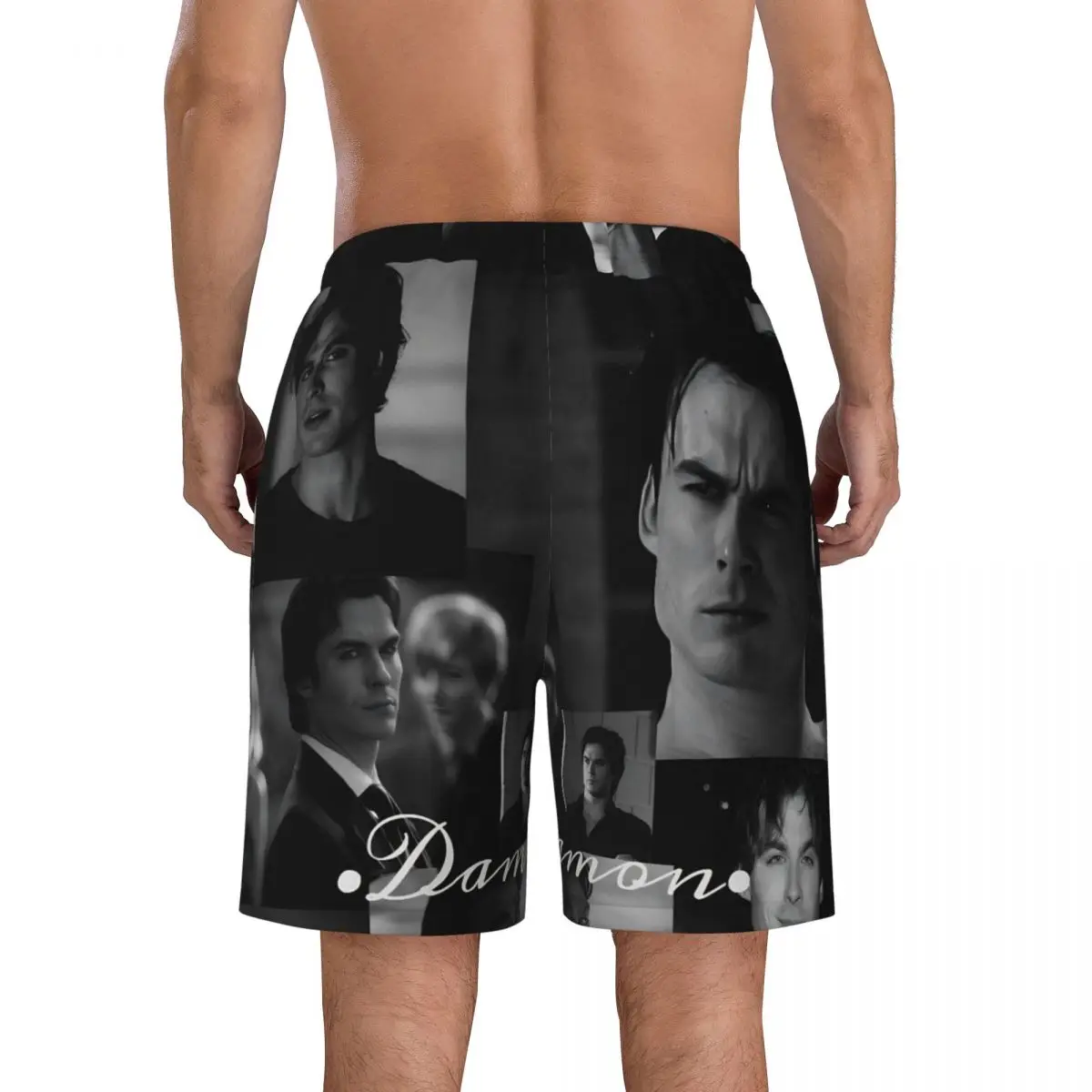 Swimsuits The Vampire Diaries Damon Salvatore TV Series Board Shorts Summer Beach Shorts Men's Surfing Quick Dry Swim Trunks