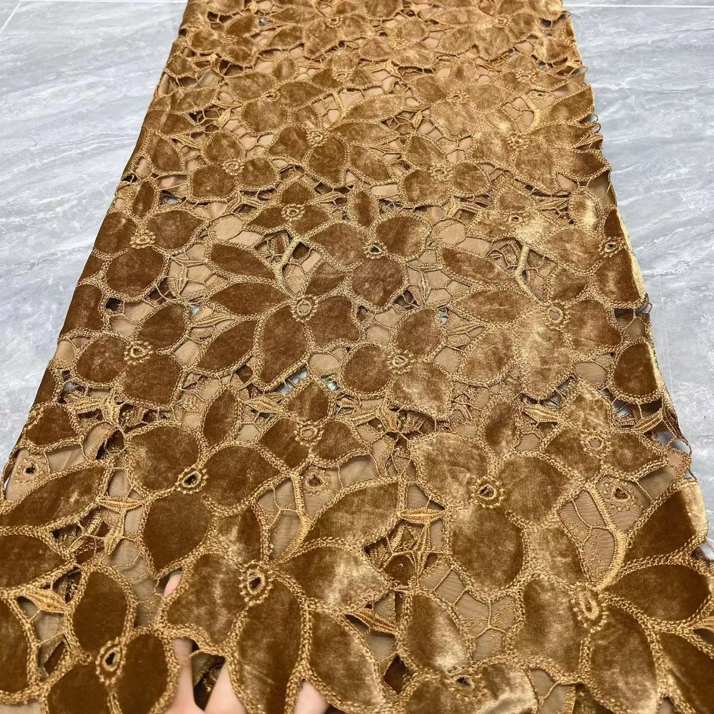 African Velvet Fabric Laser Embroidered African Lace DIY Wedding Dresses Skirt Sewing Yards 100% Polyester Home Textiles