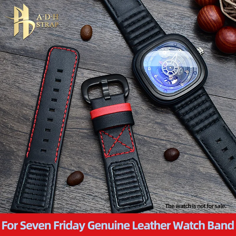 

Мужской большой кожаный ремешок для часов Seven Sunday Q3/M2/Q201/02/03, ремешок для часов из натуральной кожи, водонепроницаемый браслет из воловьей кожи 28 мм