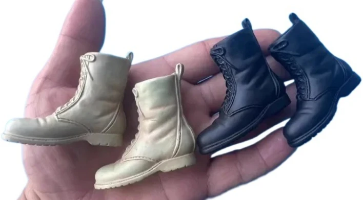 Buty wojskowe z czasów II wojny światowej w skali 1/6, puste, dwukolorowe, model obuwia dla figurek akcji 12-calowych, akcesoria dla lalek i zabawek.