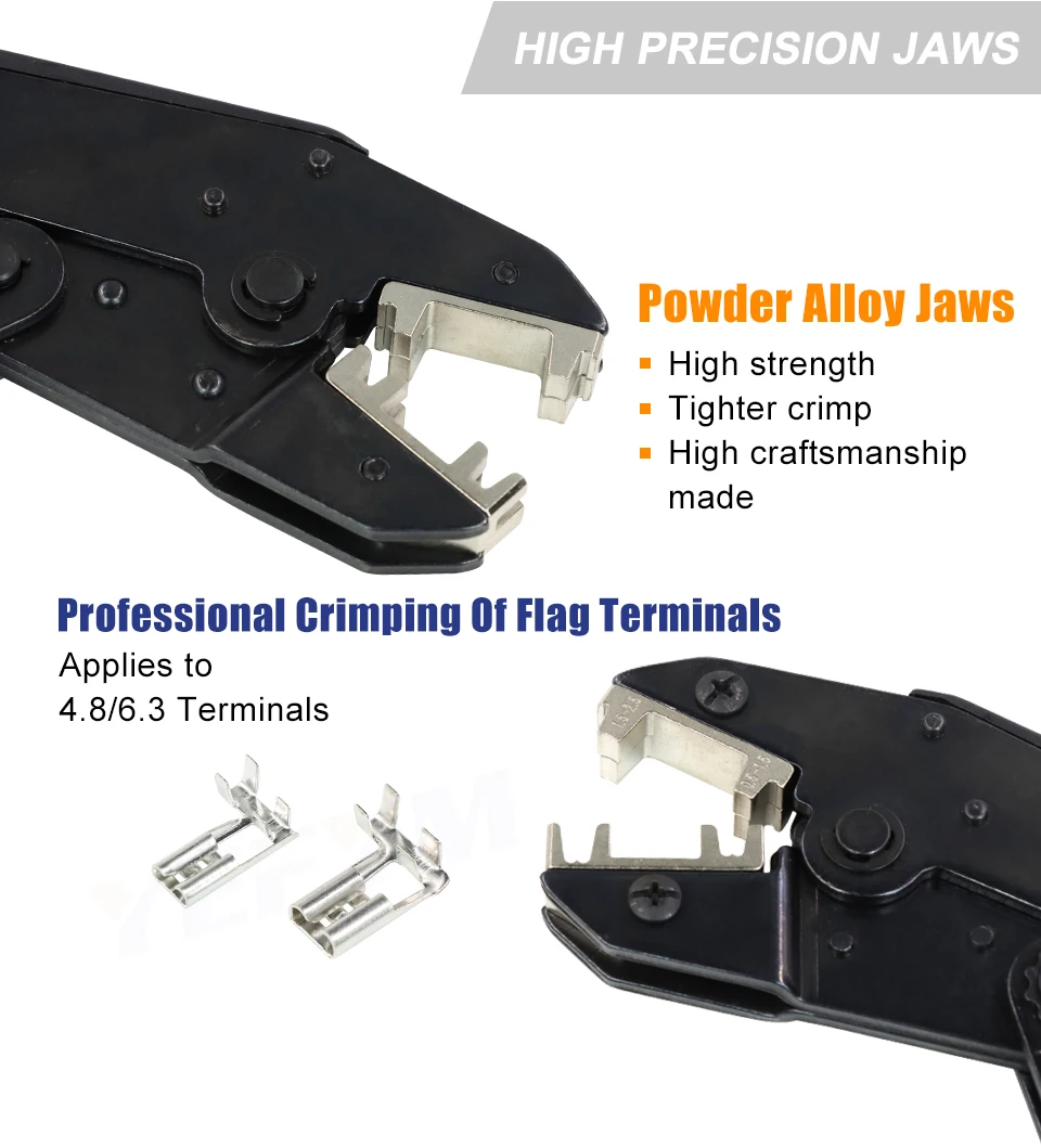 FARBEN HS-056FL für flagge typ buchsen 4,8, 6,3 isolierte terminals 0,5-2.5mm2 20-13AWG crimpen zangen anschlüsse marke werkzeuge – Detail 2