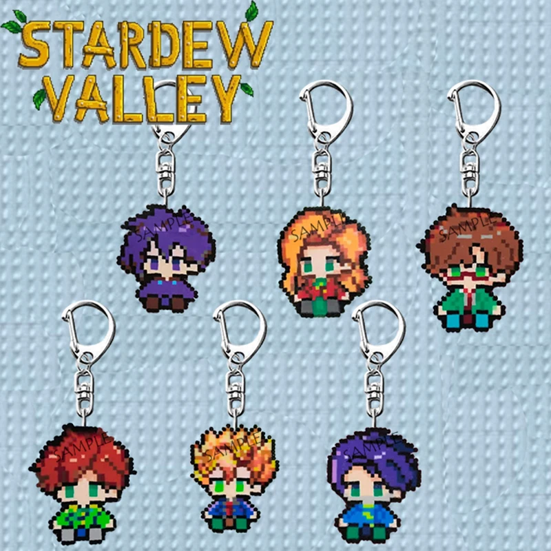 Llavero de acrílico de Stardew Valley con personajes como Sebastian, Shane, Sam, Samson, Elliott y Harvey, accesorio para bolso