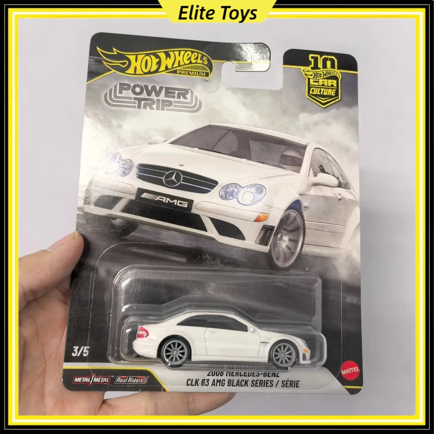 

Коллекционная модель автомобиля Hot Wheels Premium Car Culture Mercedes-Benz CLK63 AMG Power Trip Mattel, масштаб 1:64, литая под давлением, из сплава, игрушка-подарок