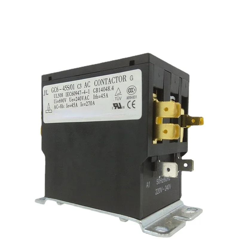 Single Phase Air Conditioning Contactor, AC Contactor, Cooler GC6-45S/01 C3, 220V, AC, 45A, High Quality