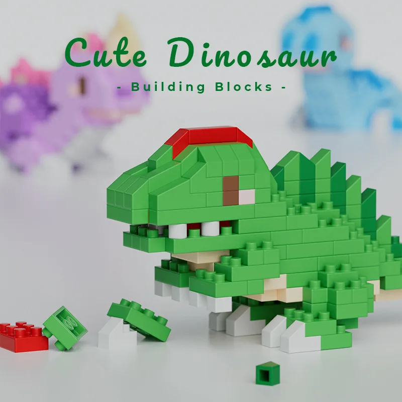 Kleine Dinosaurier Mikro partikel zusammen gebaut Bausteine DIY kreative Freizeit spielzeug Kinder Tier montiert Ornamente