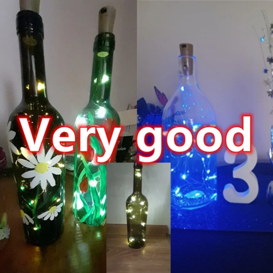 Christmas Party Decoration Lantern 2M 20 LED Wine Bottle String Light Holiday Garland Wine Bottle Fairy Lamp DIY Multicolored