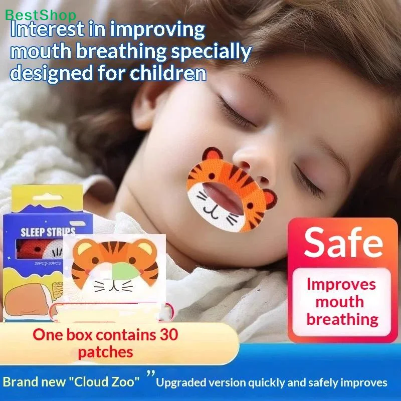 ☽30Sheets Cartoon Anti-Snoring Stickers For Children Sleep Closed-mouth Stickers Breathing Correction Patch Shut Up Patch