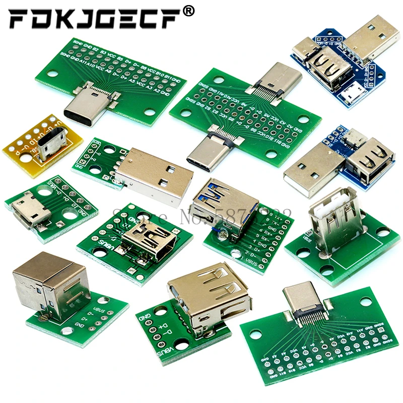 Złącze męskie USB / MINI MICRO USB do adaptera DIP złącze żeńskie 2.54 Złącze B Typ-C USB2.0 3.0 Konwerter PCB żeński