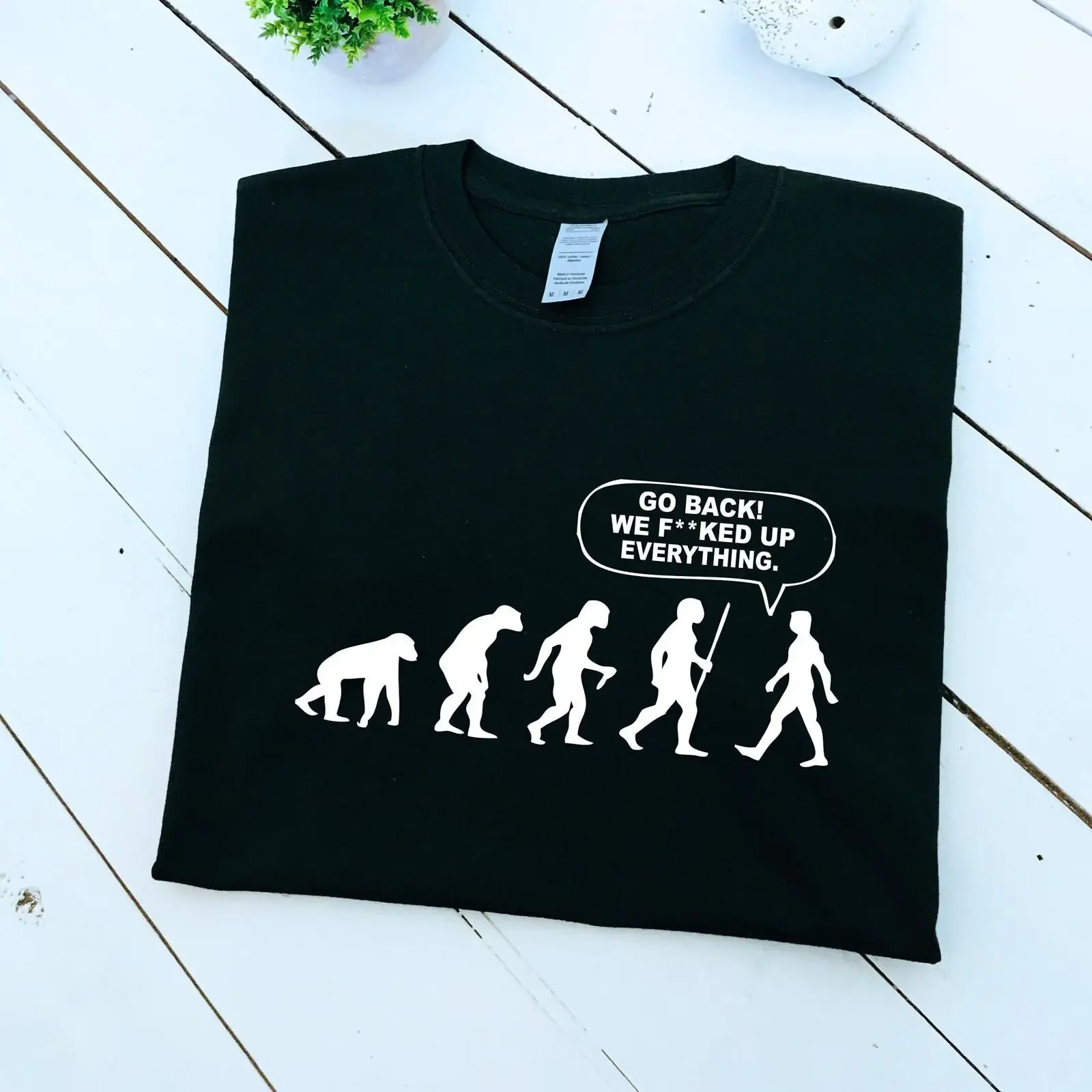 T-shirt Evolution of Humans, drôle, unisexe, vintage, lavé, respirant, graphique, élégant, extensible, confortable, unisexe
