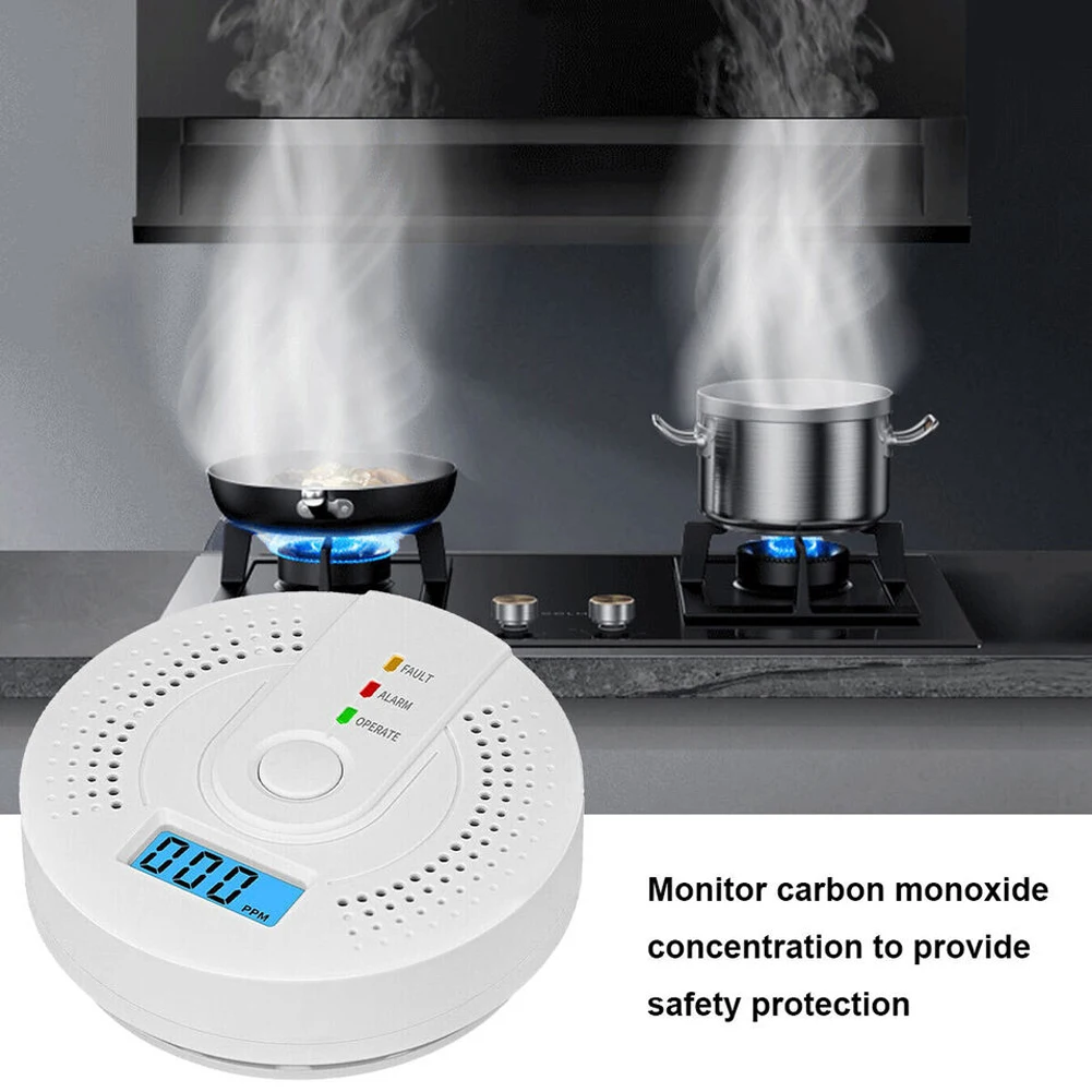 5-1PCS Digital Carbon Monoxide Detector Sound & Light Warning Sensor Battery Powered CO Gas Monitor Meter with LED Indicator
