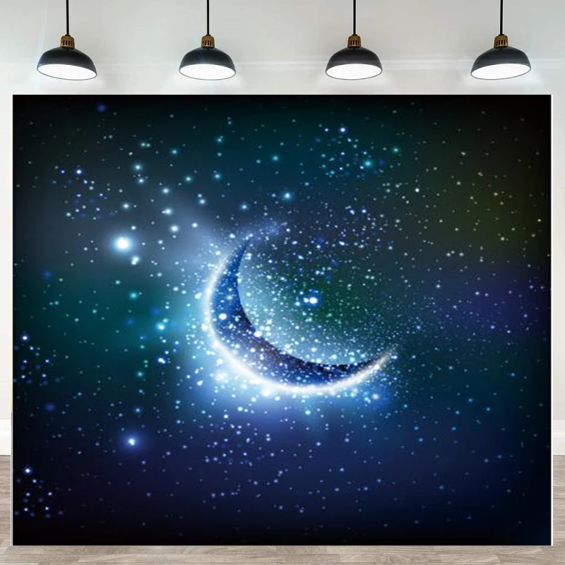 

Photography Backdrop Moon Shiny Gradient Cloud Night Sleep Dream Scenic Poster Photographic Background Banner Photo Studio