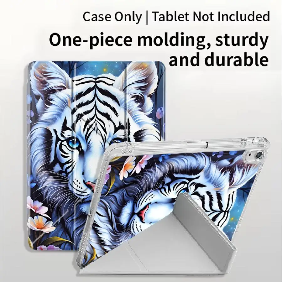 capa-para-tablet-ipad-air-4-5-m3-m2-m4-11-polegadas-mini-6-7-11ª-10ª-9ª-8ª-7ª-129-polegadas-pro-2025-suporte-dobravel-y-fold-tigre-branco