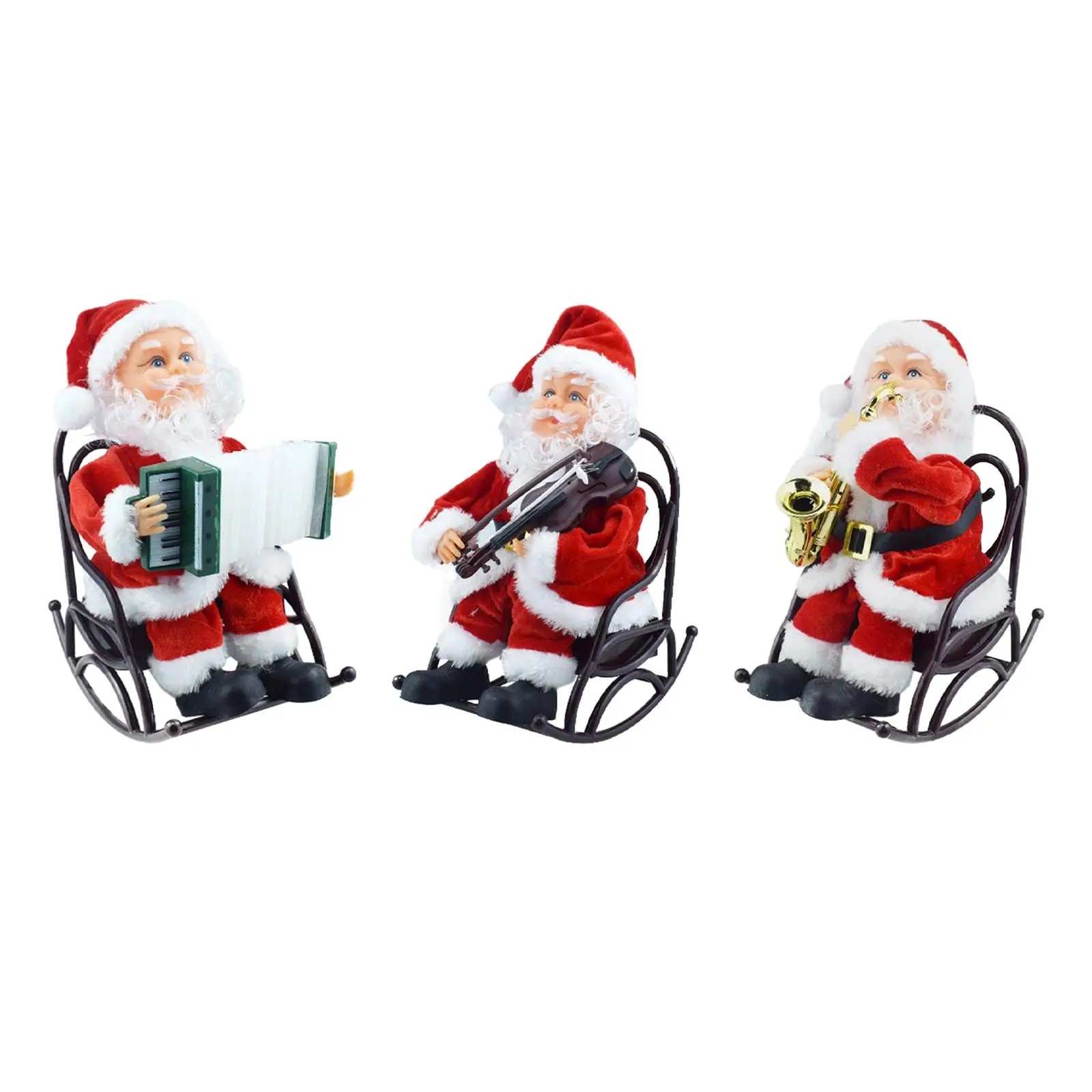 Christmas Santa Claus Ornaments Miniature Christmas Figurines Collectible Sculpture Car Desktop Santa Claus Figure with Music