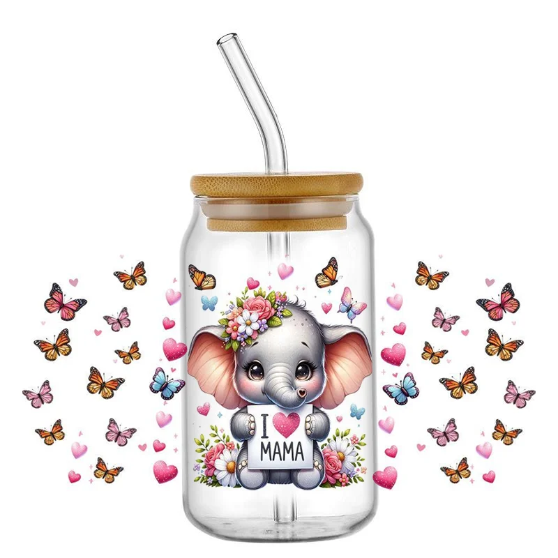 

UV DTF Cup Wrap Animal pattern 16oz Libbey Glass Plastic Can DIY Sticker Selfadhesive Washable Cup Not Included