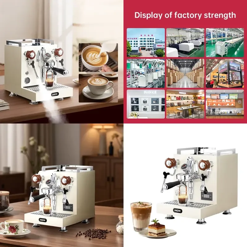 Mandike 12 Bar Commercial Espresso Machine Professional E61 1 Group Semi-Automatic Stainless Steel Electric Car RV