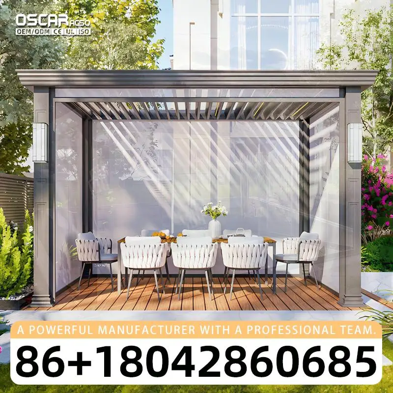 Electric Waterproof Aluminium Pavilion for Garden Outdoor Pergolas Gazebos pergola