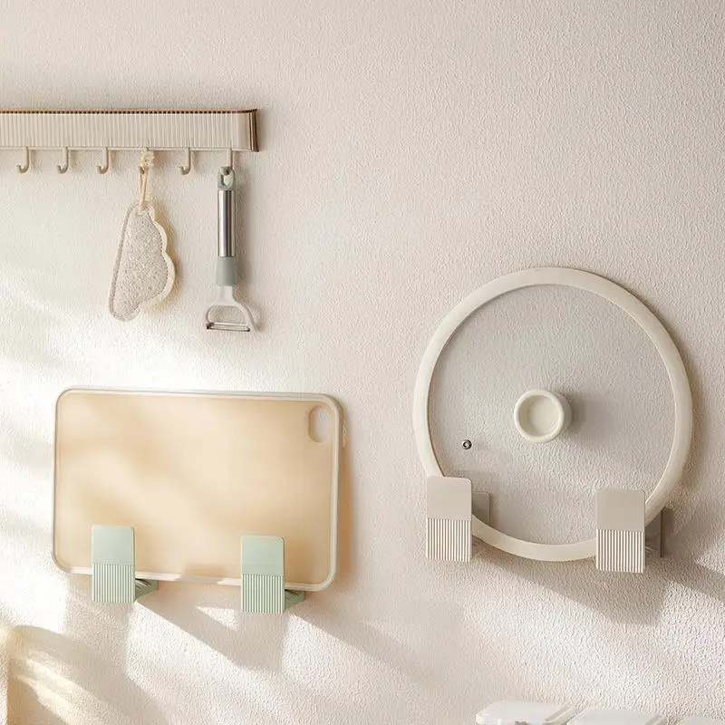Práctico estante para tapas de ollas montado en la pared, tablas de cortar no perforadas para pared del hogar, tabla de cortar, estantes de almacenamiento de artículos de cocina adecuados