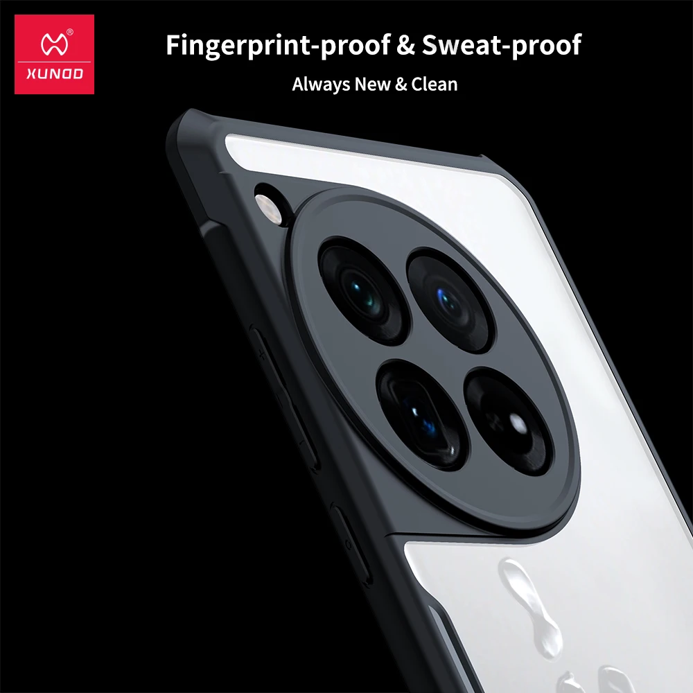 حافظة Xundd لهاتف 1+13 Oneplus 13 13R، غلاف مضاد للصدمات للوسادة الهوائية، غطاء خلفي شفاف مخطط مضاد لبصمات الأصابع ومضاد للخدش