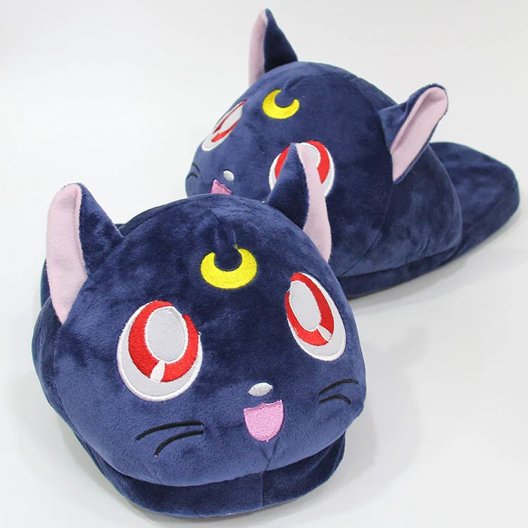 28cm  Anime Cartoon Sailor Moon Luna Cat Plush Toys Dolls Home House Winter Indoor Plush Slippers Birthday Gifts