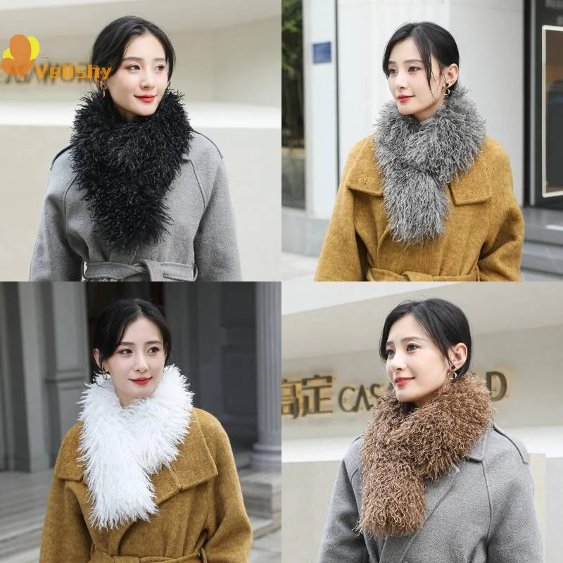 

Толстый плюшевый шарф в корейском стиле с длинной полоской, однотонный мягкий плюшевый декор, женский зимний уличный теплый пушистый шарф
