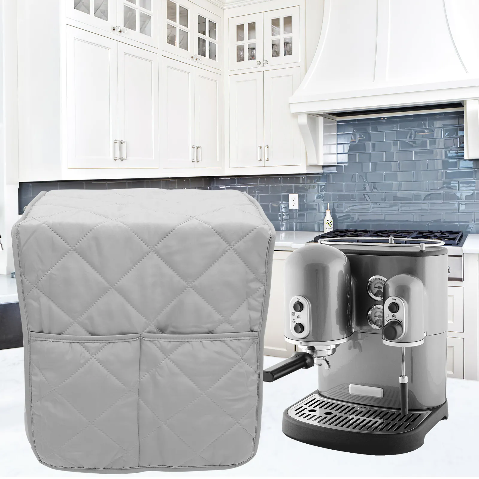 

Чехол для кофемашины с мягкой поверхностью, 2 внешних кармана, подходит для большинства моделей, защита от пыли и жидкостей, многоразовый.