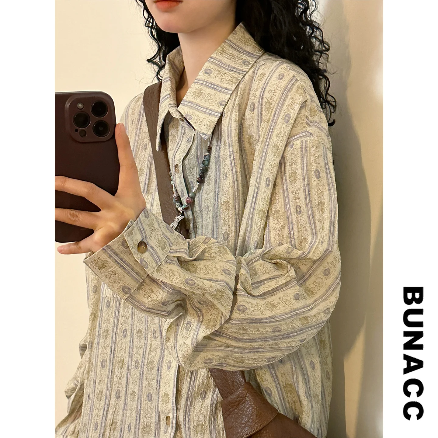 

Loose Long Sve Striped Women's irt Spring Japanese Sle Vintage Lazy Faion Top BUNACC2026 Versatile Casual irt