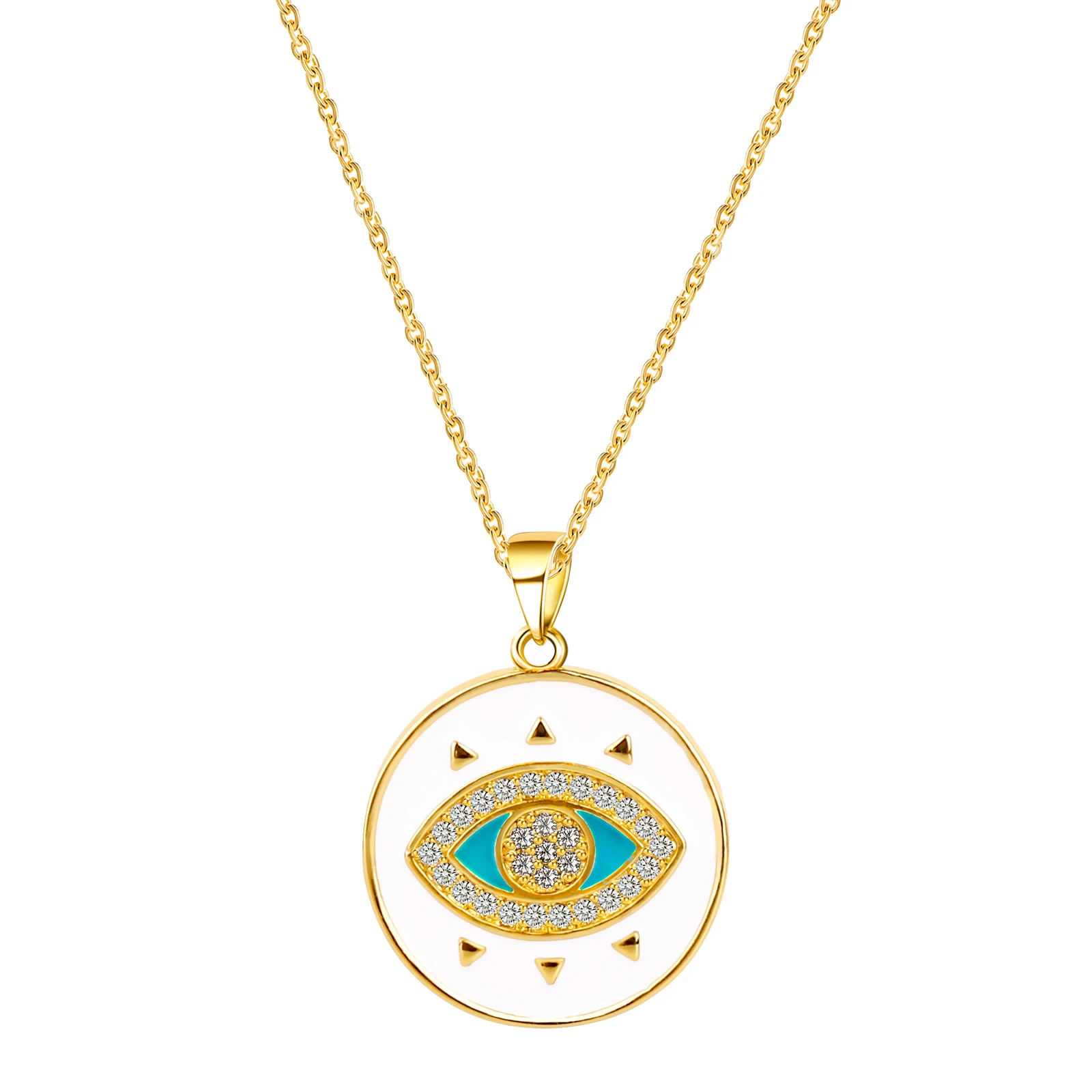 10PCS Fashion Jewelry 18K Gold Plated Evil Pendant Eye Cubic Zirconia Necklaces for Women Teacher Appreciation Gifts